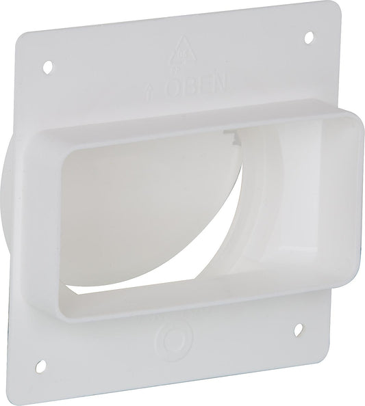 Flat duct non-return valve FLRSK 100 / wall connection NW 100 to 110x55 mm, white plastic