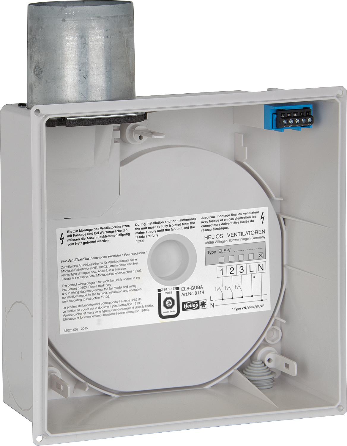 Helios flush-mounted housing for single and two-room ventilation ELS-GUBA