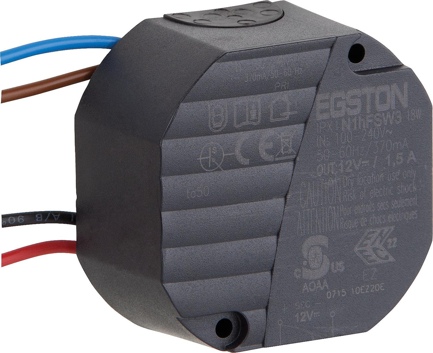 Alimentation pour contrôleur universel Lunos, entrée 230 V CA, sortie 12 V CC