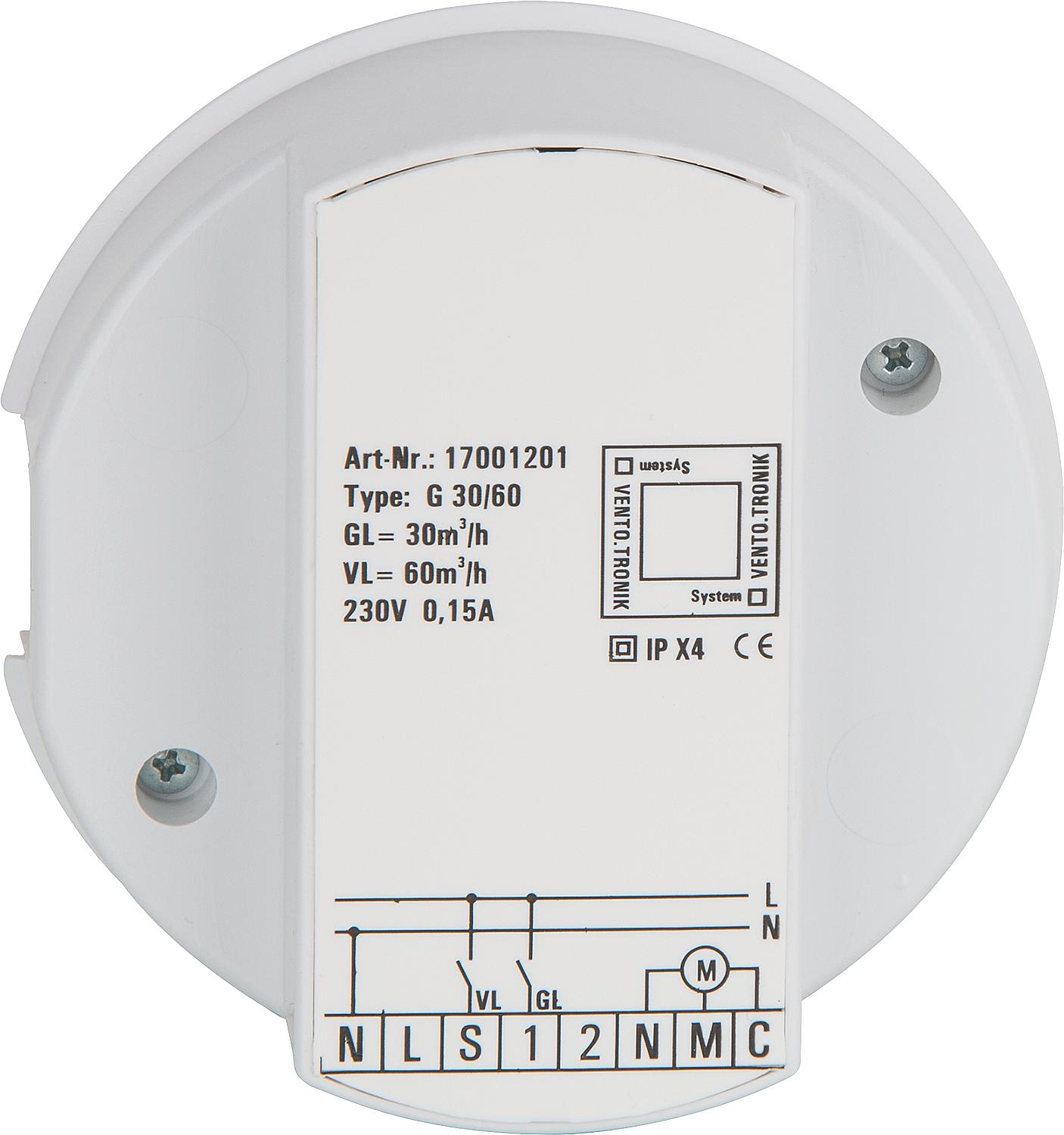 EVENES V-NF30/60 2-stage control module, overrun + switch-on delay, humidity control