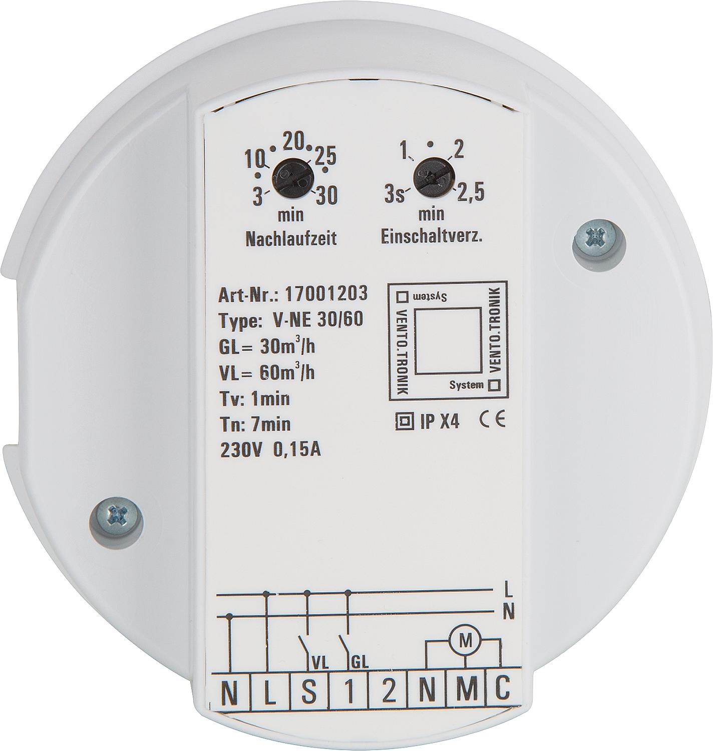 EVENES V-NF30/60 2-stage control module, overrun + switch-on delay, humidity control