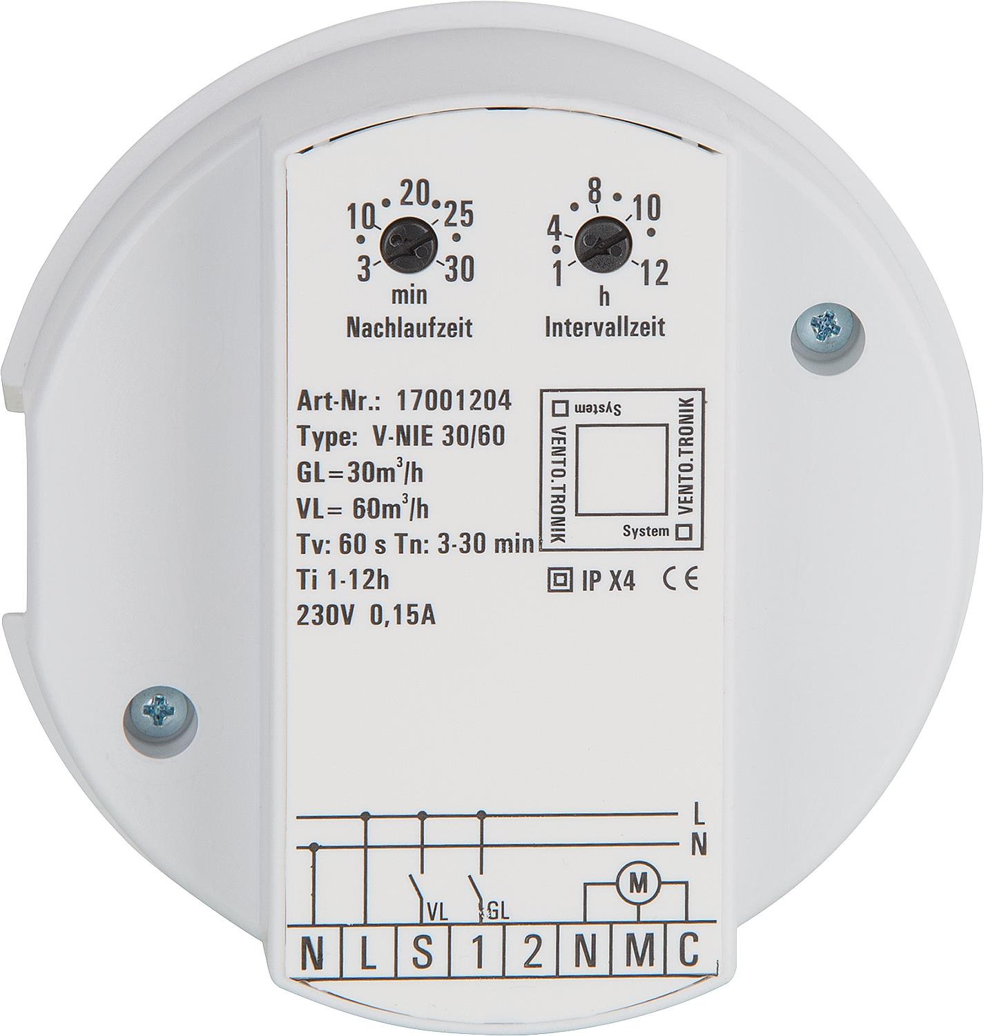 EVENES V-NF30/60 2-stage control module, overrun + switch-on delay, humidity control