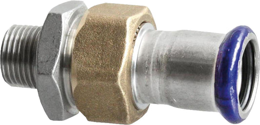 Stainless steel press fitting M-profile through-connection, (i/AG), 54 mm x 2"