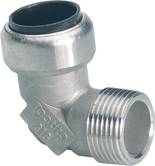 Stainless steel push-fit fitting, transition angle 90° (female/male) 28 x 1"