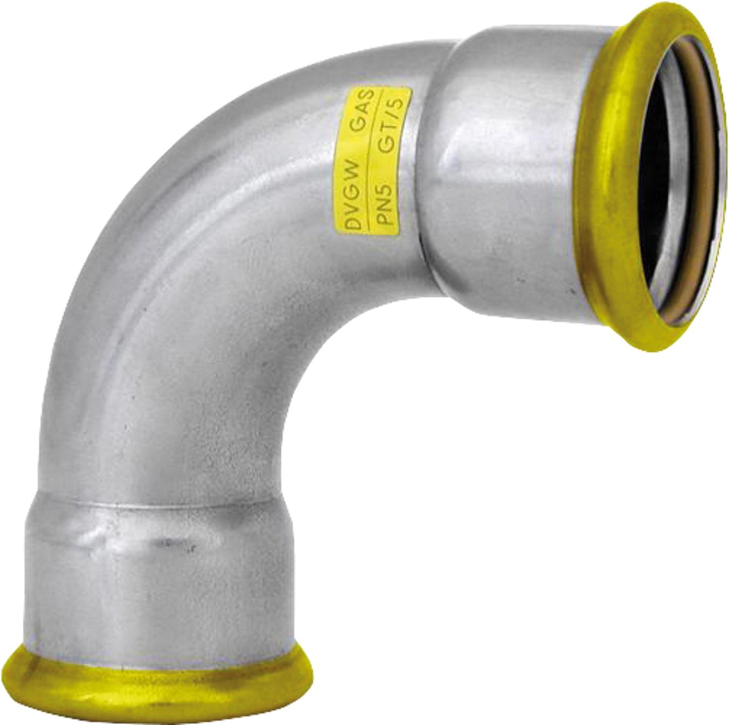 Stainless steel press fitting gas elbow 90°, i/i, DN 108 M contour