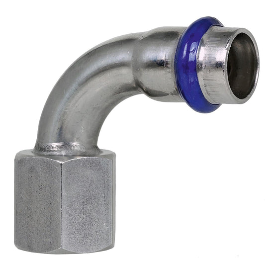 Stainless steel press fitting V-contour transition bend 90° with IG 28mm x DN 25 (1")