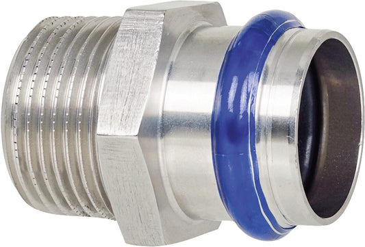 Stainless steel press fitting V-profile transition nipple male thread 54mm x DN 50 (2")